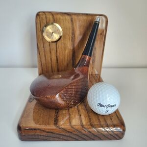 Vintage MacGregor Super Bap Club & ball Clock Business Card Holder Office decor